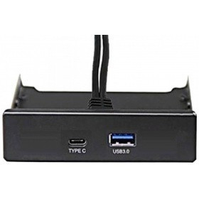 Exegate EX280447RUS Планка USB на переднюю панель Exegate U3H-617, 3,5", 1*USB3.0+1*TypeC, черная, подсоед-е к мат. плат