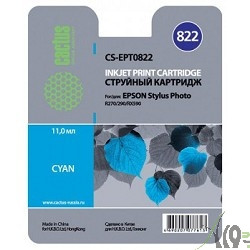 Cactus EPT0822 Картридж струйный Cactus CS-EPT0822 голубой для Epson Stylus Photo R270/290/RX590 (11,4ml)