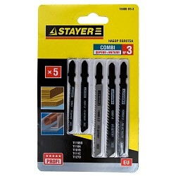Набор STAYER Пилки "УНИВЕРСАЛ №3" (15980-H5-3) для эл/лобзика, по дереву, мет. и пласт., EU-хвост., 5шт