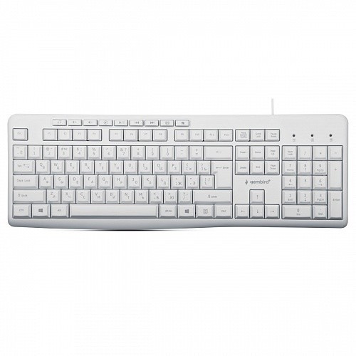 Клавиатура Gembird KB-8430M,{USB, белый, 113 клавиш, 9 кнопок управления мультимедиая, кабель 1,5м}					