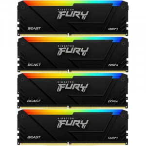 Память оперативная/ Kingston 64GB 2666MT/s DDR4 CL16 DIMM (Kit of 4) FURY Beast RGB