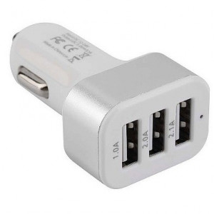 Cablexpert Адаптер питания 12V->5V 3-USB, 2.1/2/1A, белый (MP3A-UC-CAR17)