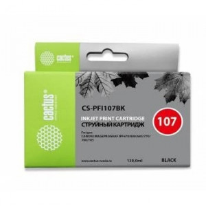 Cactus PFI-107BK Картридж струйный для Canon IP iPF670/iPF680/iPF685/iPF770/iPF780/iPF785 черный (130мл)