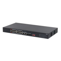 DAHUA DH-S3218-16ET-135 16-портовый неуправляемый коммутатор с РоЕ, 16xRJ45 100Mb, 2хКомбо SFP/RJ45 1Gb uplink, суммарно до 135Вт, коммутация 7.2 Гбит/с, MAC-таблица 8К DAHUA DH-S3218-16ET-135 16-портовый неуправляемый коммутатор с РоЕ, 16xRJ45 100Mb, 2хКомбо SFP/RJ45 1Gb uplink, суммарно до 135Вт, коммутация 7.2 Гбит/с, MAC-таблица 8К
