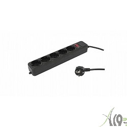 PC PET Сетевой удлинитель AP01006-3-BK 3м (5 розеток, EURO, EURO/RUS), черный {619894}