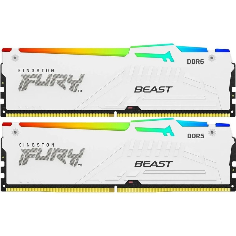 Kingston 32GB 5200MT/s DDR5 CL40 DIMM (Kit of 2) FURY Beast White RGB XMP KF552C40BWAK2-32