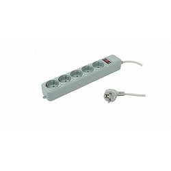 PC PET Сетевой удлинитель AP01006-1.8-GR 1.8м (5 розеток, EURO, EURO/RUS), серый {619889}