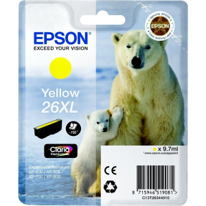 EPSON C13T26344010 Картридж Epson XP-600, XP-605, XP-700, XP-800, Желтый. 26XL YE (cons ink)