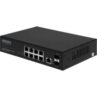 SW-80802/L(150W) Управляемый L2 PoE коммутатор Gigabit Ethernet на 8 RJ45 PoE + 2 x GE SFP порта.