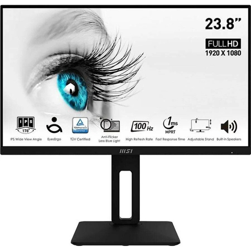 MSI PRO 23.8" MP242AP {IPS flat 1920x1080 100Hz 5ms 300cd D-Sub HDMI DisplayPort 2x2W HAS Pivot} [9S6-3PA19T-204]