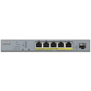 ZYXEL GS1350-6HP-EU0101F L2 коммутатор PoE+ для IP-видеокамер 4xGE PoE+, 1xGE PoE++ (802.3bt), 1xSFP, бюджет PoE 60 Вт, дальность передачи питания до 250 м, автоперезагрузка PoE-портов