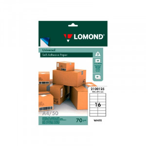 LOMOND 2100005 Наклейки A4/1 (210.0х297.0), 50 листов