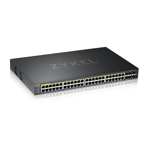 Zyxel NebulaFlex Pro GS2220-50HP, Гибридный L2 коммутатор PoE+ rack 19", 44xGE PoE+, 4xCombo (SFP/RJ-45 PoE+), 2xSFP, бюджет PoE 375 Вт, автономное/облачное управление