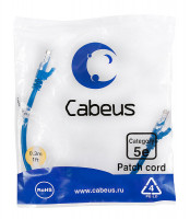 Cabeus PC-UTP-RJ45-Cat.5e-0.3m-BL-LSZH Патч-корд U/UTP, категория 5е, 2xRJ45/8p8c, неэкранированный, синий, LSZH, 0.3м