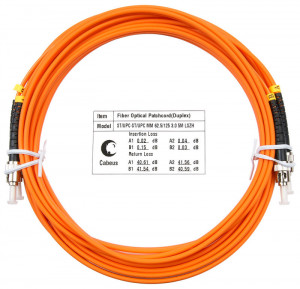 Cabeus FOP-62-ST-ST-5m Шнур оптический duplex ST-ST 62,5/125 mm 5м LSZH