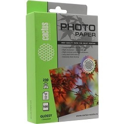 Cactus CS-GA6230100 Бумага Cactus CS-GA6230100 10x15/230г/м2/100л./белый, глянцевое для струйной печати