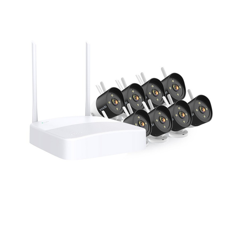 TENDA K8W-3TC Комплект видеонаблюдения ( 8-канальный Wi-Fi видеорегистратор 2K + 8 Уличных цилиндрических Wi-Fi видеокамер, 4 mm, IP66)