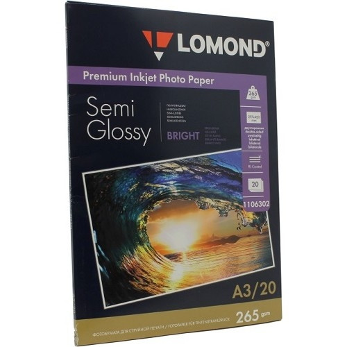 LOMOND 1106302 Фотобумага Двухсторонняя Светлая Полуглянцевая, A3/265/21.