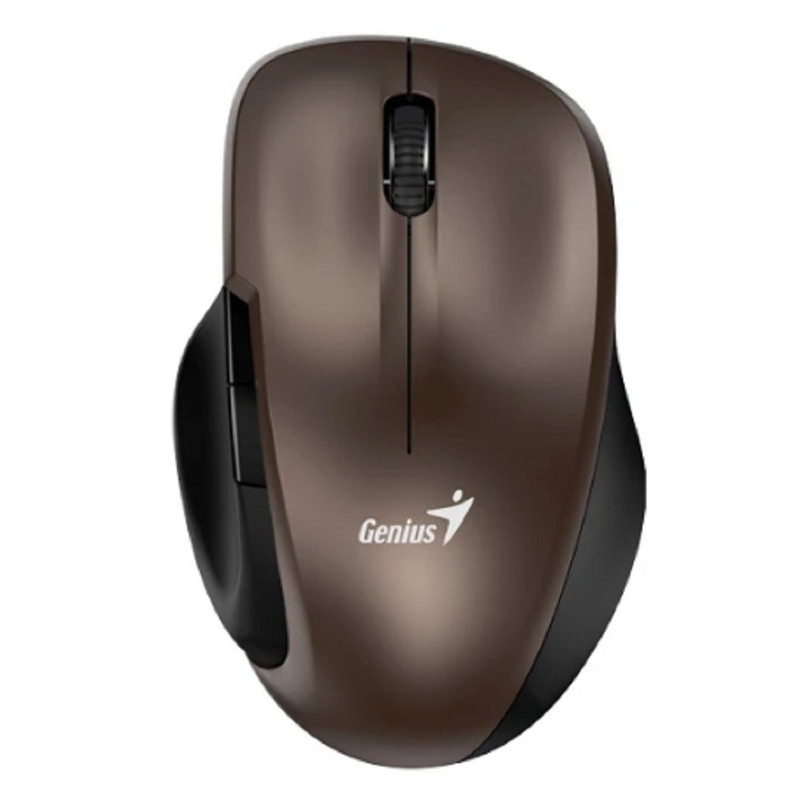 Мышь беспроводная Genius Ergo 8200S Chocolate. Полноразмерная, эргономичная, бесшумная, 5 кнопок. DPI 1200. Сенсор Blue Eye. Частота 2.4 GHz. Цвет - коричневый