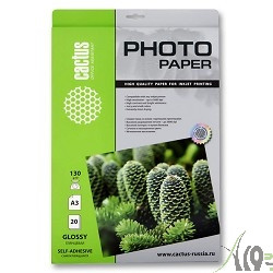 Cactus CS-GSA313020 Фотобумага Cactus A3/130г/м2/20л. глянцевое, самоклей. для струйной печати