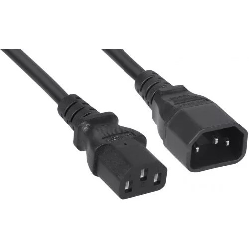 Кабель питания Filum ПВС-АП 3x1.0 С13 - C14, 220/250В, 10А, чёрный, 1м [FL-PC-C13/C14-C1-1.0-BK]