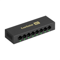 Exegate EX298690RUS Коммутатор неуправляемый ExeGate EDES-1008D (8-портовый UTP 10/100Mbps, металлический корпус, с функцией энергосбережения (EEE), настольный/настенный)