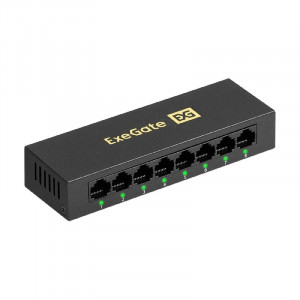 Exegate EX298690RUS Коммутатор неуправляемый ExeGate EDES-1008D (8-портовый UTP 10/100Mbps, металлический корпус, с функцией энергосбережения (EEE), настольный/настенный)