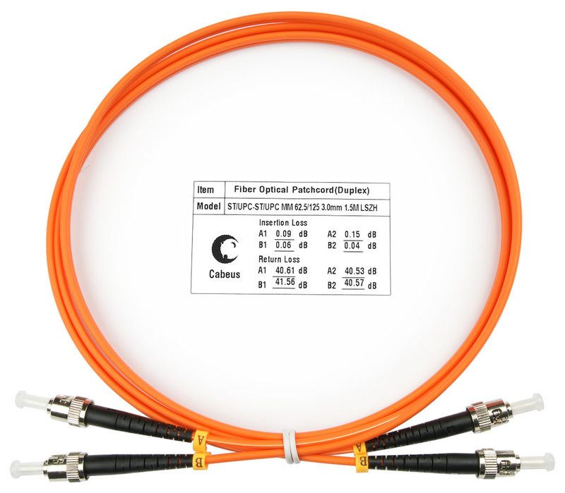 Cabeus FOP-62-ST-ST-1,5m Шнур оптический duplex ST-ST 62,5/125 mm 1,5м LSZH