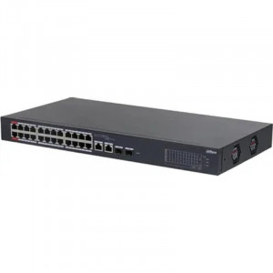 DAHUA DH-CS4226-24ET-240 24-портовый гигабитный облачный управляемый коммутатор с PoE, 24xRJ45 100Mb, 2хКомбо SFP/RJ45 1Gb, суммарно 240Вт, коммутация 8.8 Гбит/с, MAC-таблица 8К