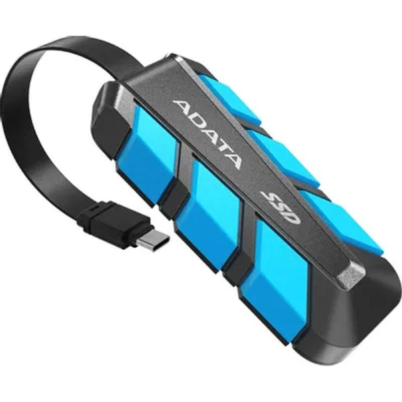 Твердотельный накопитель/ ADATA External SSD SC740, 500GB, Type-C, USB 3.2 Gen2, R/W 1050/1000 MB/s, 121.8x40.5x22.3mm, Blue (5 лет)