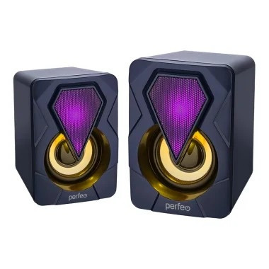 Perfeo колонки "SHINE", 2.0, мощность 2х3 Вт, USB, чёрн, Game Design, LED подсветка 7 цв
