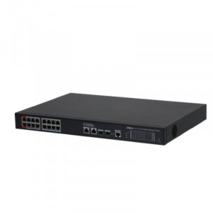 DAHUA DH-S4220-16GT-240 20-портовый гигабитный управляемый коммутатор с PoE, уровень L2, 16xRJ45 1Gb PoE, 2xRJ45 1Gb, 2xSFP 1Gb, суммарно до 240Вт, коммутация 56 Гбит/с, MAC-таблица 8к, металл