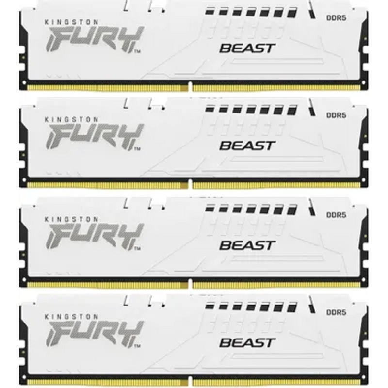 Память оперативная/ Kingston 64GB 6000MT/s DDR5 CL40 DIMM (Kit of 4) FURY Beast White XMP