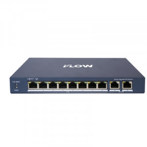 iFLOW F-SW-EM610POE-VM L2, Смарт-управляемый, 8 гигабитных портов RJ45 PoE, 2 uplink порта, поддержка режима передачи до 300м,10Мб/с, CAT6
