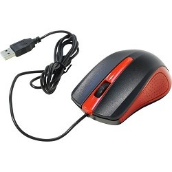 Oklick 225M черный/красный Мышь оптическая (1200dpi) USB (3but)