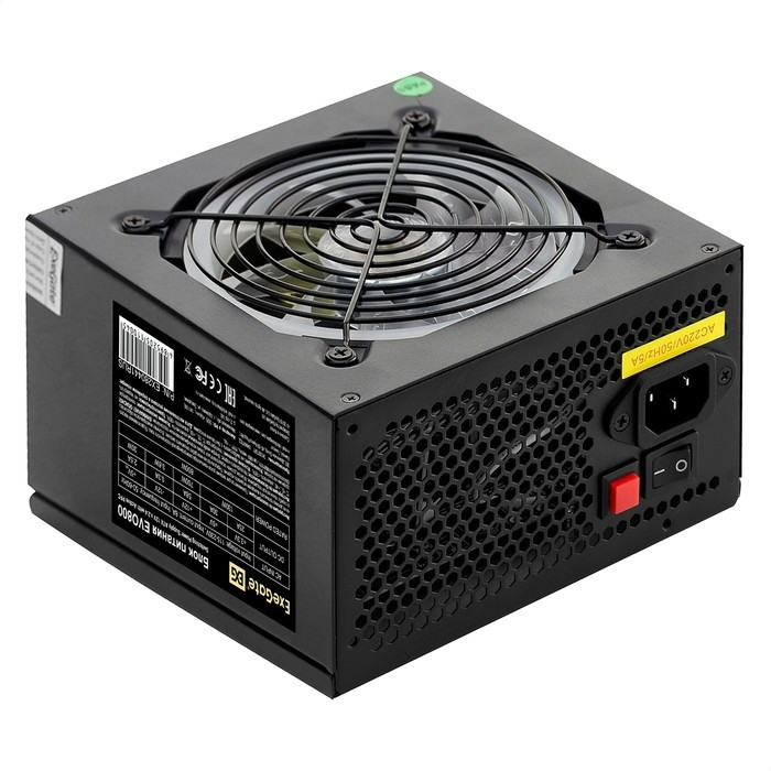 Exegate EX280441RUS-PC Блок питания 800W ExeGate EVO800 (ATX, APFC, PC, 12cm RGB fan, 24pin, (4+4)pin, PCIe, 5xSATA, 3xIDE, Cable Management, black, кабель 220V в комплекте)