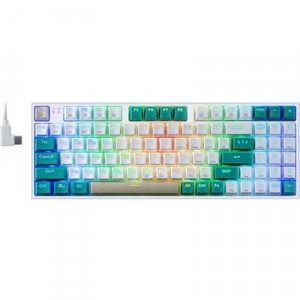 Redragon Беспроводная клавиатура Veigar BT/2.4G/пров.,RGB,бело-голубой [71476]