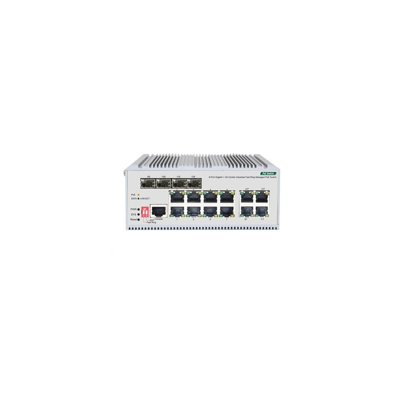 ORIGO OI3112P/185W/A1A Промышленный управляемый L2 PoE-коммутатор 8x1000Base-T PoE+, 4xCombo 1000Base-T/SFP, PoE-бюджет 185 Вт 