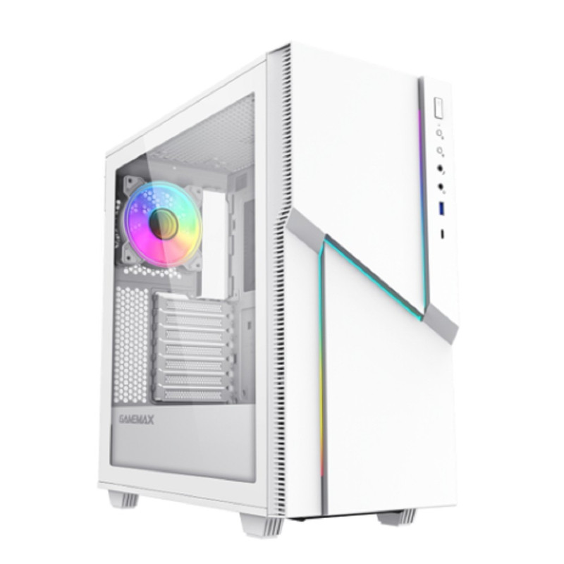 Gamemax Корпус ZORRO WHITE без БП (Midi Tower, Белый., 1*USB3.0, 1*USB Type-C, COC fan)