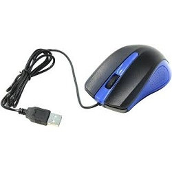 Oklick 225M черный/синий Мышь оптическая (1200dpi) USB (3but)