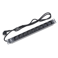 Cabeus PDU-9P-2EU Блок евророзеток для 19" шкафов, горизонтальный, 9 розеток, 16 A, без выключателя, шнур 2м, алюминиевый корпус, немецкий стандарт Cabeus PDU-9P-2EU Блок евророзеток для 19" шкафов, горизонтальный, 9 розеток, 16 A, без выключателя, шнур 2м, алюминиевый корпус, немецкий стандарт