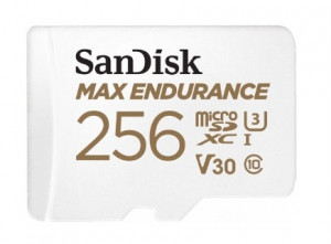 Micro SecureDigital 256GB SanDisk MAX ENDURANCE + SD Adapter -  / 4K videos, Extreme endurance, up to 100/40 MB/s Read/Write speeds