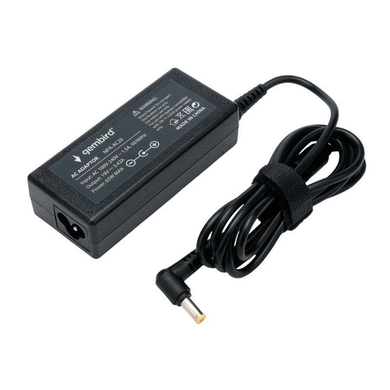 Gembird Блок питания для ноутбуков Acer 19В/3,42А, 65Вт, 1 штекер (5,5х1,7мм 9м) Gembird Блок питания для ноутбуков Acer 19В/3,42А, 65Вт, 1 штекер (5,5х1,7мм 9м)