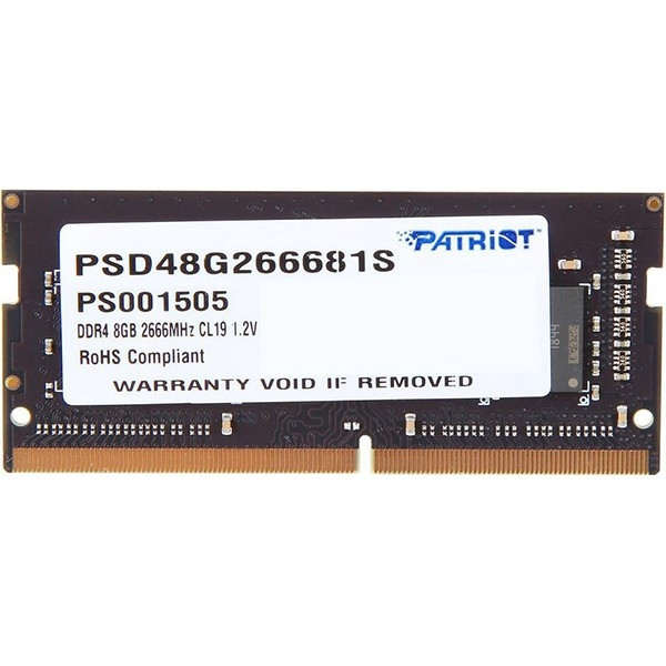 Память DDR4 8Gb 2666MHz Patriot PSD48G266681S RTL PC3-21300 CL19 SO-DIMM 260-pin 1.2В single rank
