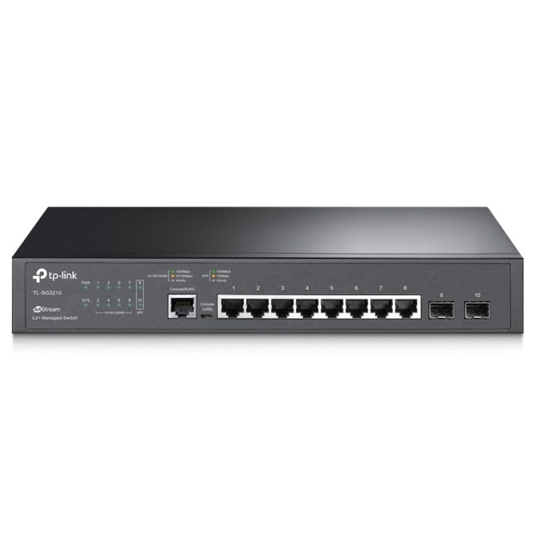 TP-Link SG3210 Управляемый коммутатор JetStream уровня 2+ с 8 гигабитными портами RJ45 и 2 портами SFP