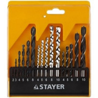 Набор STAYER "STANDARD": Сверла комбинированные, дерево (4-5-6-8-10мм), металл (2-3-4-6-8мм), бетон (4-5-6-8-10мм), 16 предметов [29720-H16]