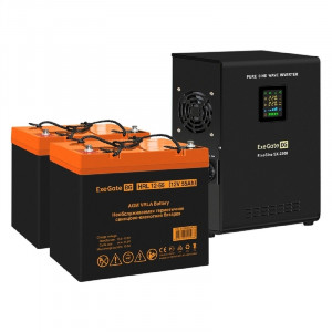 Exegate EX296616RUS Комплект ИБП EX296002RUS + батарея 55Ач EX285652RUS 2шт (инвертор, синус, для котла, настенный) FineSine SX-2500.LCD.AVR.2SH <2500VA/1800W, чистая синусоида, цветной LCD-дисплей, A