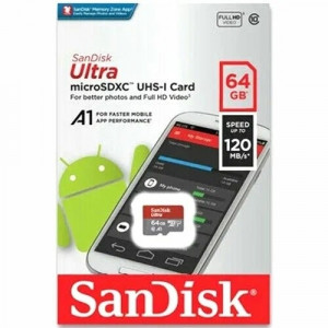 Micro SecureDigital 64GB SanDisk Ultra Class 10, UHS-I, R 140 МБ/с, <SDSQUAB-064G-GN6MN> без адаптера SD