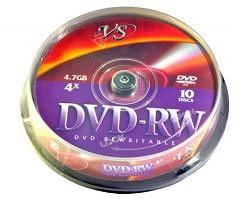 DVD-RW Диски VS 4.7Gb, 4x, Сake Box 10шт.