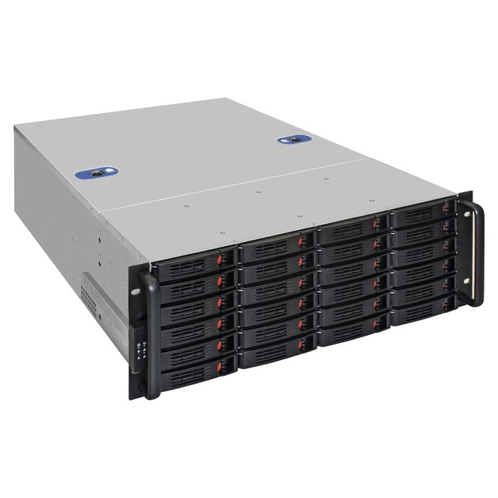 Exegate EX293269RUS Серверный корпус ExeGate Pro 4U660-HS24 <RM 19", высота 4U, глубина 660, БП 1000RADS, 24xHotSwap, USB>